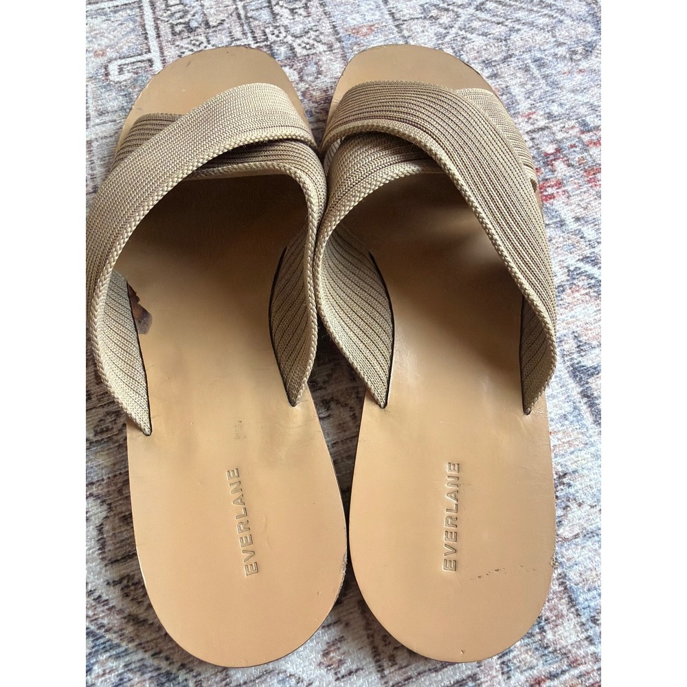 Everlane The Day Crossover Sandal Tan Knit Slide Women Size 9 Brazil Made - Picture 3 of 7